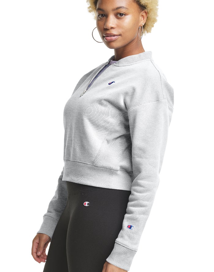 Champion mock neck outlet reverse panel crop sweatshirt